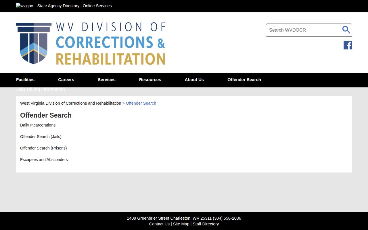 Cabell County released inmate WVDCR offender search gateway
